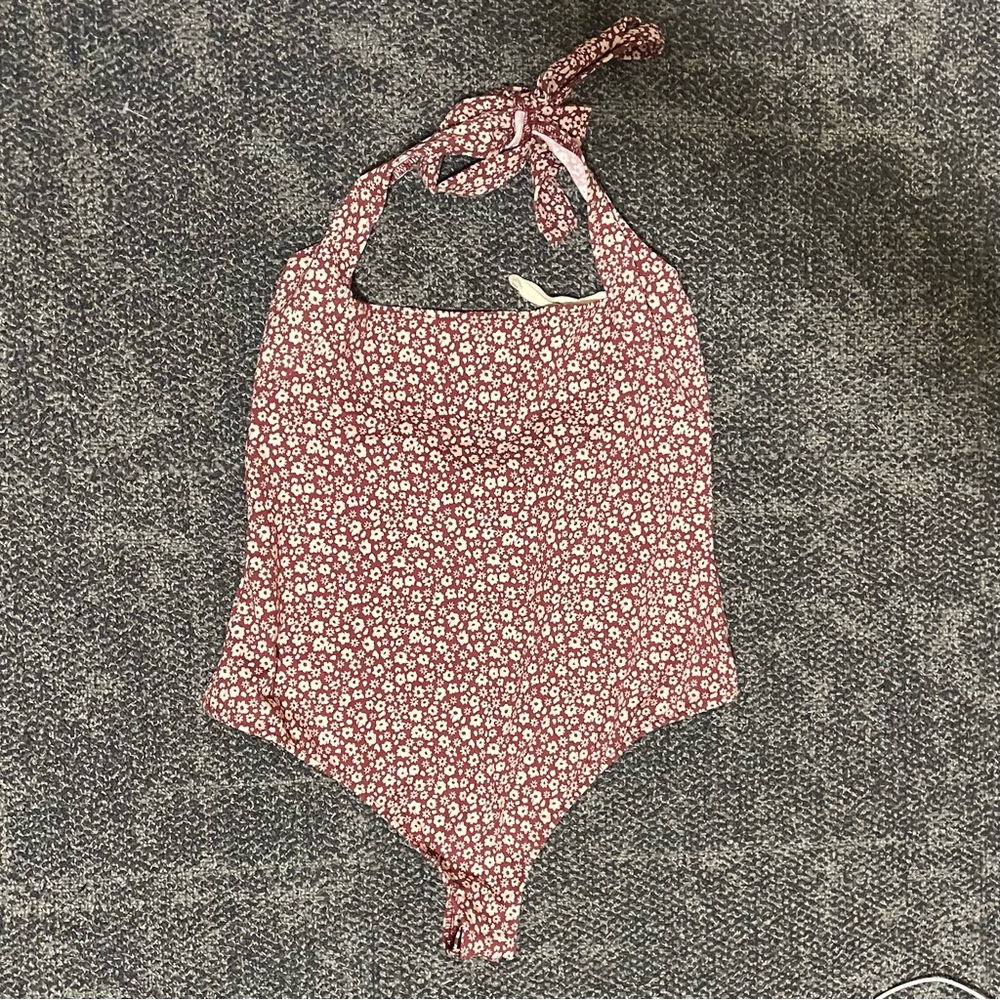 Free People floral halter bodysuit